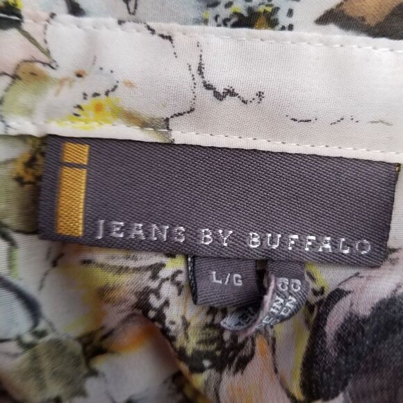 Jean's by Buffalo sheer floral long sleeve blouse - Picture 3 of 6